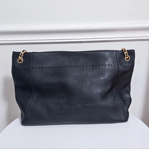 Tory Burch Mcgraw black leather chain tote shoulder bag - Picture 7 of 12